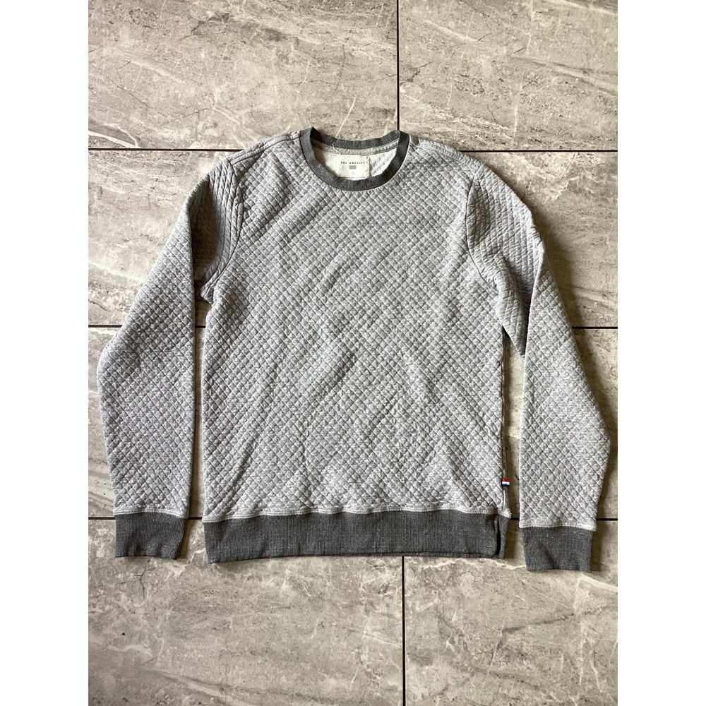 Sol Angeles Gray Quilted Crewneck Sweatshirt Mens Medium Long Sleeve Pullover